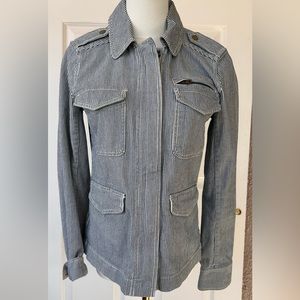 Loft Engineer Stripe Denim Jacket‎ Size XS NWOT